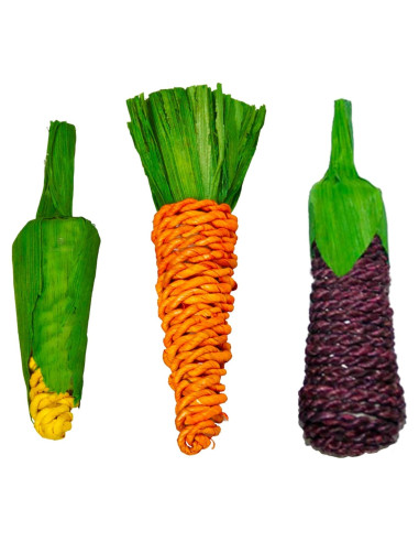 Juguetes Masticables Naturales SunGrow para Conejos - 3 Piezas