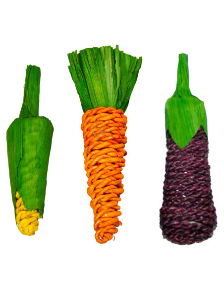 Juguetes Masticables Naturales SunGrow para Conejos - 3 Piezas