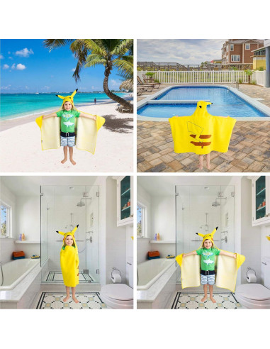 Toalla con Capucha Franco Pikachu 100% Algodón 60x120 cm