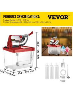 Máquina de Hielo VEVOR 300W 661 kg/h Doble Cuchilla 50L 2