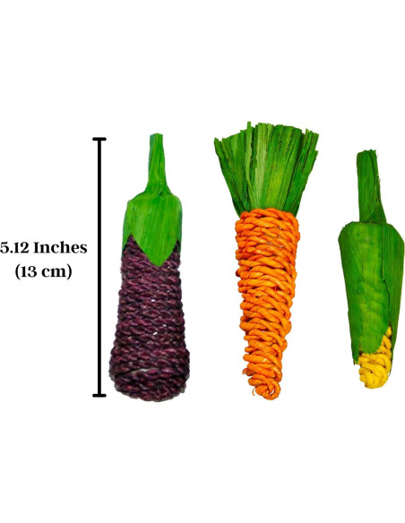 Juguetes Masticables Naturales SunGrow para Conejos - 3 Piezas