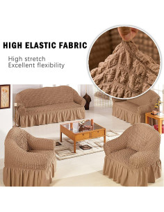 Funda de Sillón Jeloris Pequeña Caqui Ajustable y Duradera 2