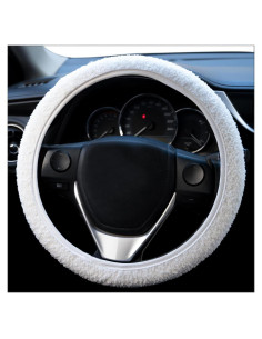 Funda de Volante Esponjosa SAADIAUTO para Mujeres 38 cm Blanco