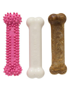 Paquete Triple Juguetes para Cachorros Nylabone Rosa 11,34 kg