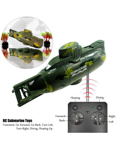 Submarino RC Tipmant Militar Verde Control Remoto 14.5 cm 2
