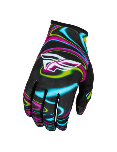 Guantes Fly Racing Lite Warped Adulto Grande Negro/Rosa/Azul