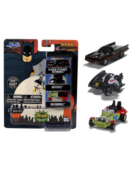 Jada Toys Nano Hollywood Rides Batman 1966 3 PK Colección
