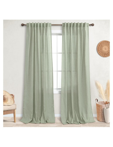 Cortinas Sheer KOUFALL Verde Salvia 52x229 cm Pack 2
