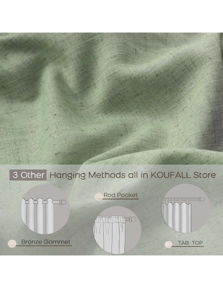 Cortinas Sheer KOUFALL Verde Salvia 52x229 cm Pack 2