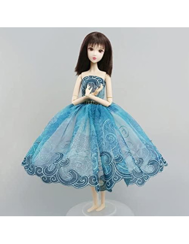 Vestido de Ballet para Muñeca HWKJ Tutu Azul 3 Capas