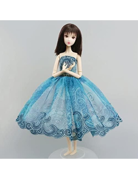 Vestido de Ballet para Muñeca HWKJ Tutu Azul 3 Capas Vestido de Ballet para Muñeca HWKJ Tutu Azul 3 Capas