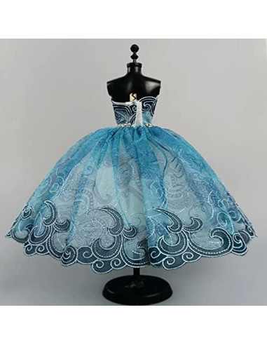 Vestido de Ballet para Muñeca HWKJ Tutu Azul 3 Capas