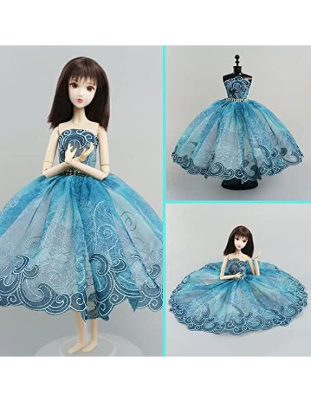 Vestido de Ballet para Muñeca HWKJ Tutu Azul 3 Capas Vestido de Ballet para Muñeca HWKJ Tutu Azul 3 Capas