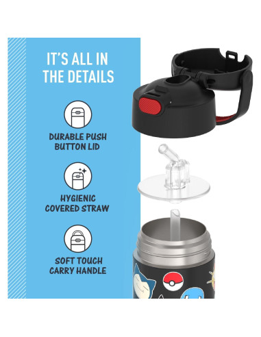Botella de Agua THERMOS FUNtainer 354ml con Pajilla Pokémon