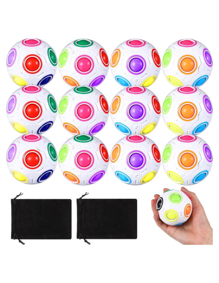 Paquete de 12 Bolas Antiestrés Arcoíris Lenwen - Juguete