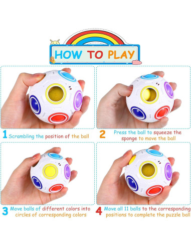 Paquete de 12 Bolas Antiestrés Arcoíris Lenwen - Juguete