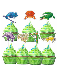 Adornos de Cupcake Reptiles WERNNSAI 35 Pcs Fiesta Infantil