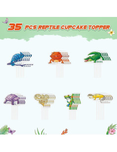 Adornos de Cupcake Reptiles WERNNSAI 35 Pcs Fiesta Infantil 2