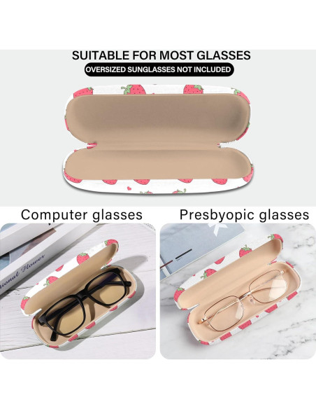 Estuche para Gafas Duro PU M7-Fresa con Paño de Limpieza