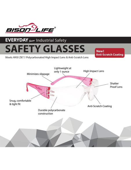 Gafas de Seguridad BISON LIFE - Lente Clara y 6 Colores Gafas de Seguridad BISON LIFE - Lente Clara y 6 Colores