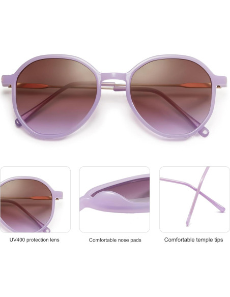 Gafas de sol hexagonales SOJOS UV400 para mujeres púrpura