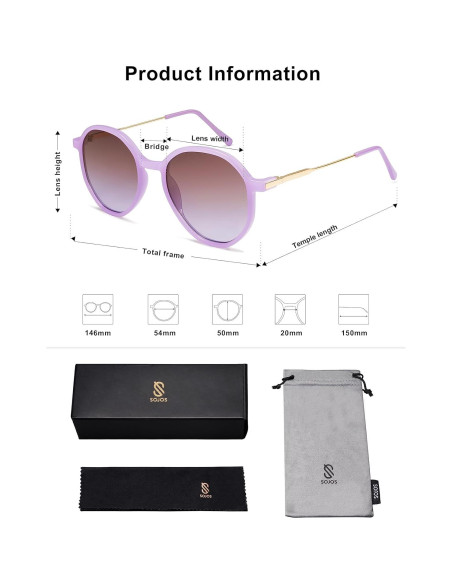 Gafas de sol hexagonales SOJOS UV400 para mujeres púrpura