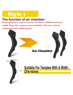 Soporte de oreja para gafas de silicona negra 12 pares 2