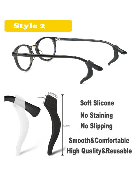 Soporte de oreja para gafas de silicona negra 12 pares