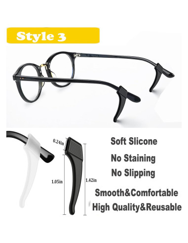 Soporte de oreja para gafas de silicona negra 12 pares