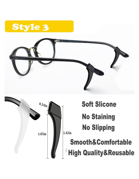 Soporte de oreja para gafas de silicona negra 12 pares