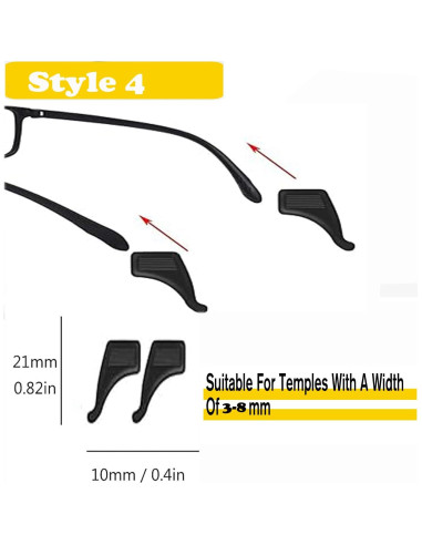 Soporte de oreja para gafas de silicona negra 12 pares