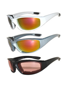 Paquete de 3 Gafas de Motocicleta Acolchadas UV400
