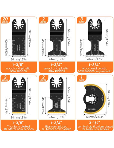 JTWEB 30PCS Cuchillas Oscilantes Titanio para Multiherramienta