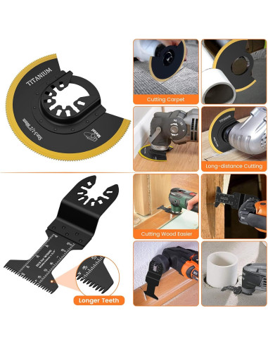 JTWEB 30PCS Cuchillas Oscilantes Titanio para Multiherramienta