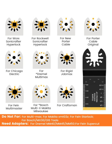 JTWEB 30PCS Cuchillas Oscilantes Titanio para Multiherramienta
