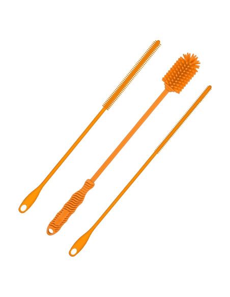 Juego de 3 cepillos de silicona PEUTIER para botellas y popotes