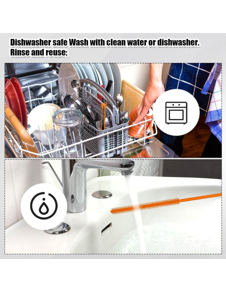 Juego de 3 cepillos de silicona PEUTIER para botellas y popotes