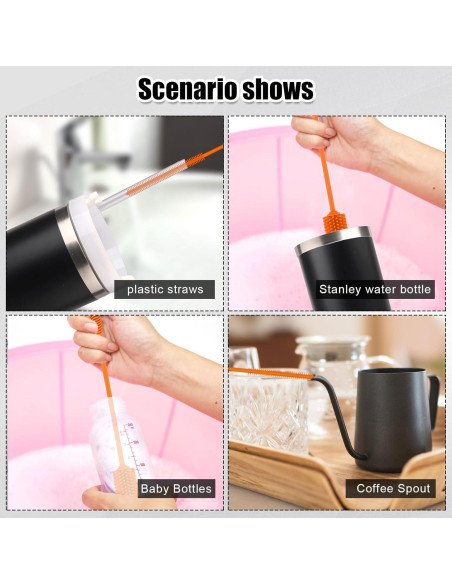 Juego de 3 cepillos de silicona PEUTIER para botellas y popotes
