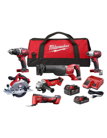 Kit Inalámbrico Milwaukee M18 6 Herramientas 18V con Baterías