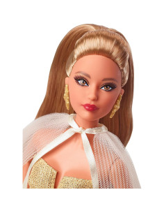 Barbie Muñeca de Vacaciones 2023 Mattel Vestido Dorado 2
