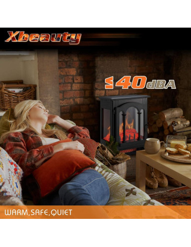 Estufa Eléctrica Xbeauty 32cm 3D Portátil 1000W/1500W