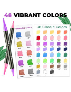 Juego de 48 Marcadores Acrílicos JusArt Doble Punta Multicolor 2