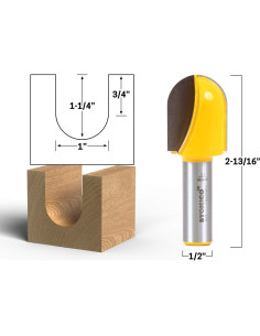 Fresa de Caja Central Yonico 19115 1" Diámetro Mango 1/2" 2