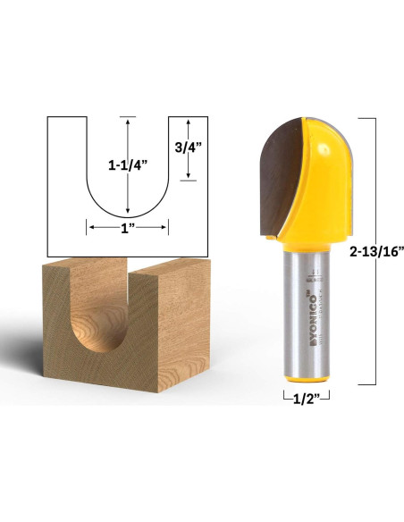 Fresa de Caja Central Yonico 19115 1" Diámetro Mango 1/2"