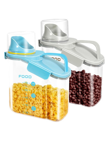 Contenedores de Cereal Herméticos GOKBUY 2Pcs 1.6L Azul/Blanco