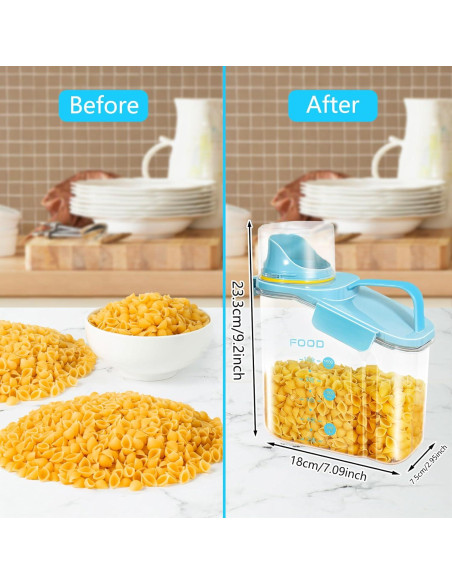 Contenedores de Cereal Herméticos GOKBUY 2Pcs 1.6L Azul/Blanco Contenedores de Cereal Herméticos GOKBUY 2Pcs 1.6L Azul/Blanco