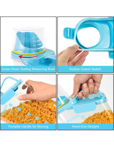 Contenedores de Cereal Herméticos GOKBUY 2Pcs 1.6L Azul/Blanco