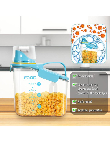 Contenedores de Cereal Herméticos GOKBUY 2Pcs 1.6L Azul/Blanco