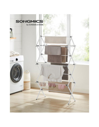 Estante Plegable para Secar Ropa SONGMICS Blanco 135 cm