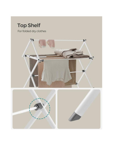 Estante Plegable para Secar Ropa SONGMICS Blanco 135 cm